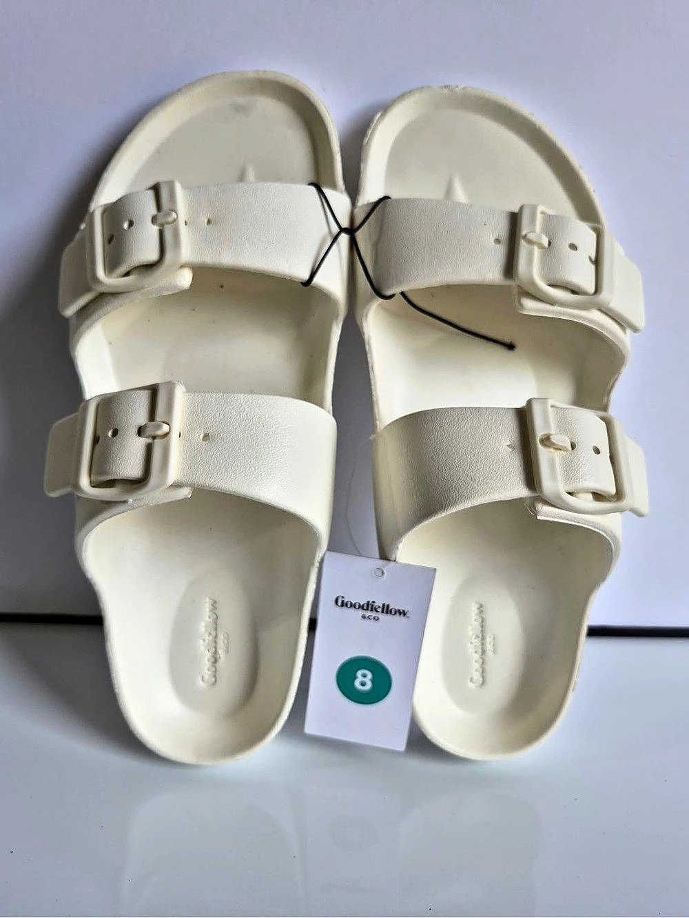 Goodfellow & Co. Two-Strap Buckle Sandals White US 8